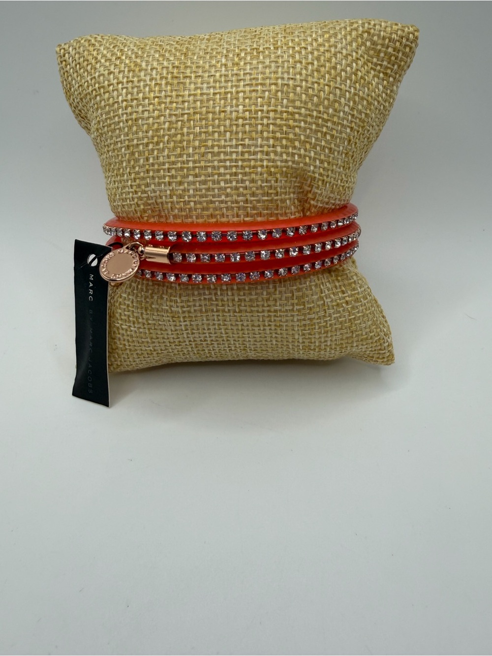 Marc By Marc Jacobs Orange Crystal Wrap Bracelet with Logo Charm